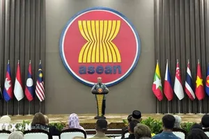 Tổng thống nước Cộng hòa Dân chủ Timor Leste Jose Ramos Horta phát biểu tại Ban Thư ký ASEAN. Ảnh: TTXVN