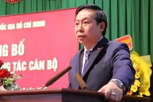 PGS.TS Nguyễn Tấn Vinh, tân Giám đốc Học viện Chính trị khu vực II, phát biểu nhận nhiệm vụ