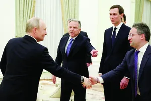 Tổng thống Nga Vladimir Putin tiếp các nhà đàm phán Mỹ, ngày 22-1. Ảnh: TASS