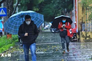 Tại Hà Nội ngày 31-1 có mưa, mưa nhỏ rải rác; đêm có mưa vài nơi, trời chuyển rét, nhiệt độ thấp nhất 13-15 độ C. Ảnh: TTXVN 