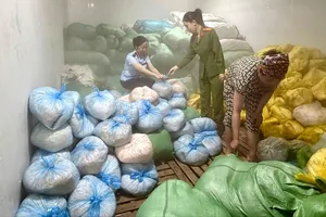 Lực lượng chức năng kiểm tra hàng hóa tại kho hàng