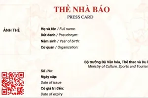Mẫu thẻ nhà báo mới công bố