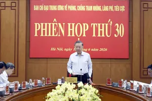 Tổng Bí thư, Chủ tịch nước Tô Lâm, Trưởng Ban Chỉ đạo Trung ương về phòng, chống tham nhũng, lãng phí, tiêu cực phát biểu tại phiên họp, 18-6-2026.