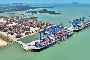 Cảng Gemalink (phường Tân Phước) là một trong những cảng hiện hữu nằm trong vùng lõi của Khu thương mại tự do có khả năng tiếp nhận tàu trên 200.000 tấn. ẢNH: THÀNH HUY