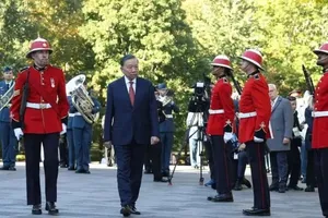 Lễ đón Tổng Bí thư, Chủ tịch nước Tô Lâm thăm cấp Nhà nước Canada. Ảnh: TTXVN