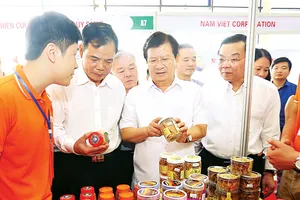 Phó Thủ tướng Trịnh Đình Dũng thăm các gian hàng tại Hội chợ cá tra và các sản phẩm thủy sản Việt Nam