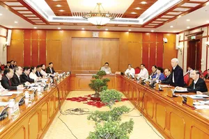 Tổng Bí thư Nguyễn Phú Trọng phát biểu tại buổi làm việc.       Ảnh: TTXVN