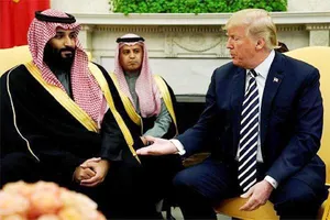 Tổng thống Mỹ Donald Trump tại một cuộc gặp với Thái tử Ảrập Xêút Mohammed bin Salman tại Nhà Trắng. Ảnh: Reuters
