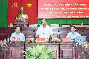 Thủ tướng phát biểu tại buổi làm việc với lãnh đạo tỉnh Sóc Trăng. Ảnh: VGP