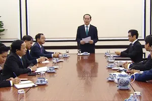 Chủ tịch nước Trần Đại Quang phát biểu tại buổi làm việc. Ảnh: VTV