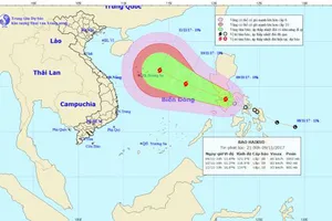 Vị trí và đường đi của bão Haikui. Ảnh: TT DBKTTVTƯ