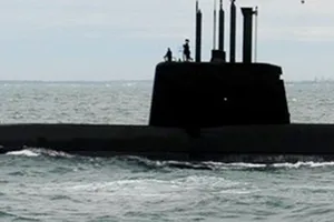 Tàu ngầm ARA San Juan tham gia một chiến dịch trên biển hồi năm 2013. Ảnh: AP