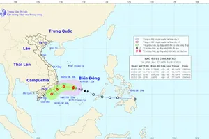 Dự kiến đường đi của bão số 1. Ảnh:  Trung tâm Dự báo khí tượng - thủy văn Trung ương