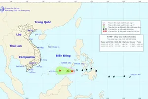 Đường đi và vị trí cơn bão. Ảnh: Trung tâm DBKTTV TƯ