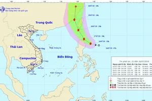 Chùm ảnh đường đi và vị trí cơn bão. Nguồn: TT Dự báo khí tượng thủy văn Quốc gia