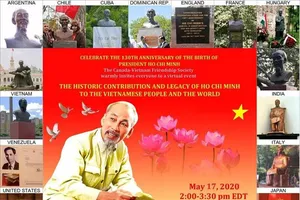 Hội thảo online với chủ đề “Di sản và đóng góp lịch sử của Chủ tịch Hồ Chí Minh đối với nhân dân Việt Nam và thế giới”. Ảnh: Quang Thịnh/Pv TTXVN tại Canada