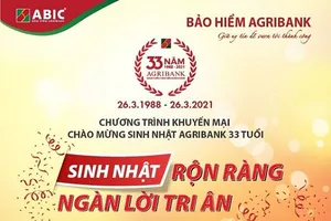 Agribank khuyến mãi lớn mừng sinh nhật lần thứ 33