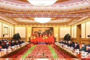 Tổng Bí thư Nguyễn Phú Trọng hội đàm với Tổng Bí thư, Chủ tịch Trung Quốc Tập Cận Bình. Ảnh: TRÍ DŨNG/TTXVN