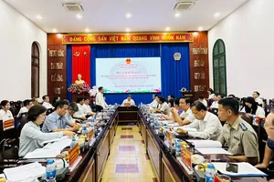 Quang cảnh buổi giám sát của đoàn khảo sát Ủy ban Tư pháp của Quốc Hội. Ảnh: CHÍ THẠCH