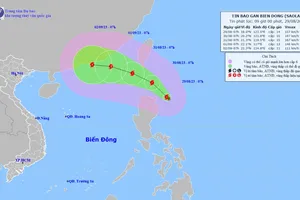 Dự báo vị trí và đường đi của bão Saola. Ảnh: TTDBKTTV Quốc gia