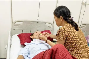 Anh Kim đang điều trị tại Bệnh viện Trung ương Huế cơ sở 2