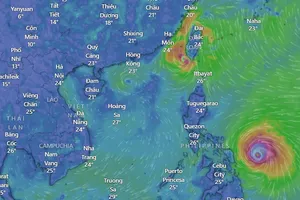 Bão Usagi trên vùng biển phía Nam Đài Loan (Trung Quốc). Ảnh: Windy