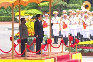 Chủ tịch nước Lương Cường chủ trì lễ đón cấp Nhà nước Tổng thống Sri Lanka Anura Kumara Dissanayaka. Ảnh: ĐỖ TRUNG.