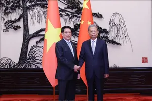 Chủ tịch nước Lương Cường hội kiến Ủy viên trưởng Nhân đại toàn quốc Trung Quốc Triệu Lạc Tế. Ảnh: Lâm Khánh/TTXVN