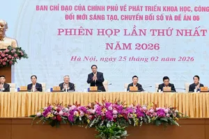 Thủ tướng Phạm Minh Chính chủ trì và phát biểu tại phiên họp lần thứ nhất năm 2026 - Ban Chỉ đạo của Chính phủ về phát triển khoa học, công nghệ, đổi mới sáng tạo, chuyển đổi số và Đề án 06, chiều 25-2. Ảnh: VIẾT CHUNG