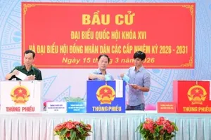 Cử tri TPHCM bỏ phiếu bầu cử sáng 15-3. Ảnh: K.T