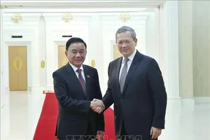 Thường trực Ban Bí thư Trần Cẩm Tú hội kiến Thủ tướng Campuchia Hun Manet