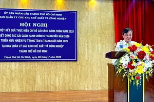 Ông Bùi Minh Trí, Trưởng Ban quản lý HEPZA phát biểu tại hội nghị. Ảnh: THANH DUNG 