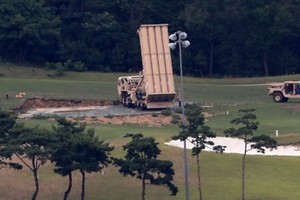 A THAAD missile launcher is positioned at a former golf course in Seongju, North Gyeongsang Province, in this undated file photo. (Yonhap)