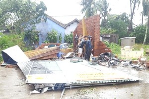 Houses are collasped after storm no.12 in Khanh Hoa
