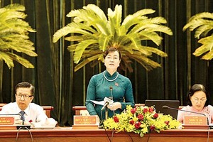 Photo: SGGP Nguyen Thi Quyet Tam, chairwoman of the council gives closing speech