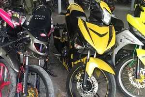 Một số xe vi phạm trước đó từng bị công an bắt xử lý