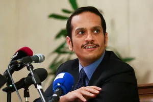 Ngoại trưởng Qatar Mohammed bin Abdulrahman al-Thani họp báo tại Roma, ngày 1-7-2017.  Ảnh: Reuters