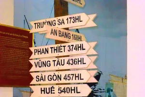 Biển báo vị trí trên đảo Nam Yết thuộc quần đảo Trường Sa. Ảnh: HUỲNH THANH LUÂN