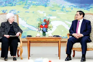 Thủ tướng Phạm Minh Chính tiếp Bộ trưởng Bộ Tài chính Hoa Kỳ Janet Yellen, chiều 20-7. Ảnh: VIẾT CHUNG