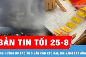 Bản tin tối 25-8: Ảnh hưởng do bão số 5 vẫn còn kéo dài; Giá vàng SJC lên đỉnh cao mới
