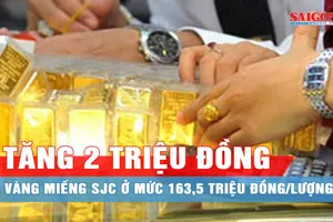 Tăng 2 triệu đồng, vàng miếng SJC ở mức 160,5 triệu đồng/lượng