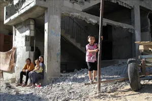 Cảnh đổ nát sau các cuộc giao tranh giữa Israel và Phong trào Hồi giáo Hamas tại Beit Hanoun, Dải Gaza, ngày 7-6-2021. Ảnh: TTXVN