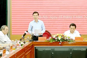 Thường trực Ban Bí thư Võ Văn Thưởng  làm việc với Học viện Chính trị Quốc gia Hồ Chí Minh. Ảnh: QUANG PHÚC