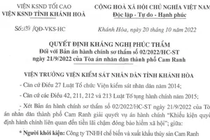 Tòa án TP Cam Ranh phải hủy bản án vì vi phạm luật tố tụng