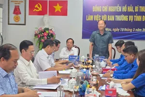 Bí thư Tỉnh ủy Cà Mau Nguyễn Hồ Hải phát biểu tại buổi làm việc với Ban Thường vụ Tỉnh đoàn