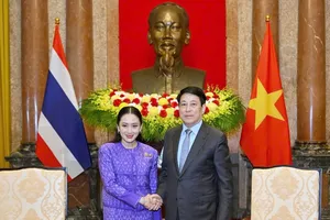 Chủ tịch nước Lương Cường tiếp Thủ tướng Thái Lan Paetongtarn Shinawatra. Ảnh: QUANG PHÚC.