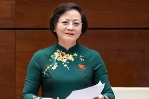 Bộ trưởng Bộ Nội vụ Phạm Thị Thanh Trà phát biểu tại phiên họp 