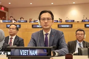 Đại sứ Đỗ Hùng Việt, Trưởng Phái đoàn thường trực Việt Nam tại LHQ, tham dự hội nghị. Ảnh: TTXVN