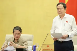 Chủ tịch Quốc hội Trần Thanh Mẫn phát biểu bế mạc phiên họp thứ 47 của Ủy ban Thường vụ Quốc hội, chiều 10-7. Ảnh: QUANG PHÚC