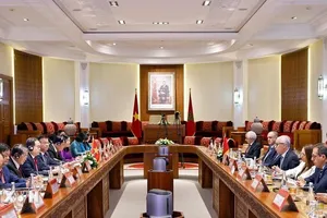 Chủ tịch Quốc hội Trần Thanh Mẫn hội đàm với Chủ tịch Hạ viện Marocco Rachid Talbi Alami. Ảnh: TTXVN